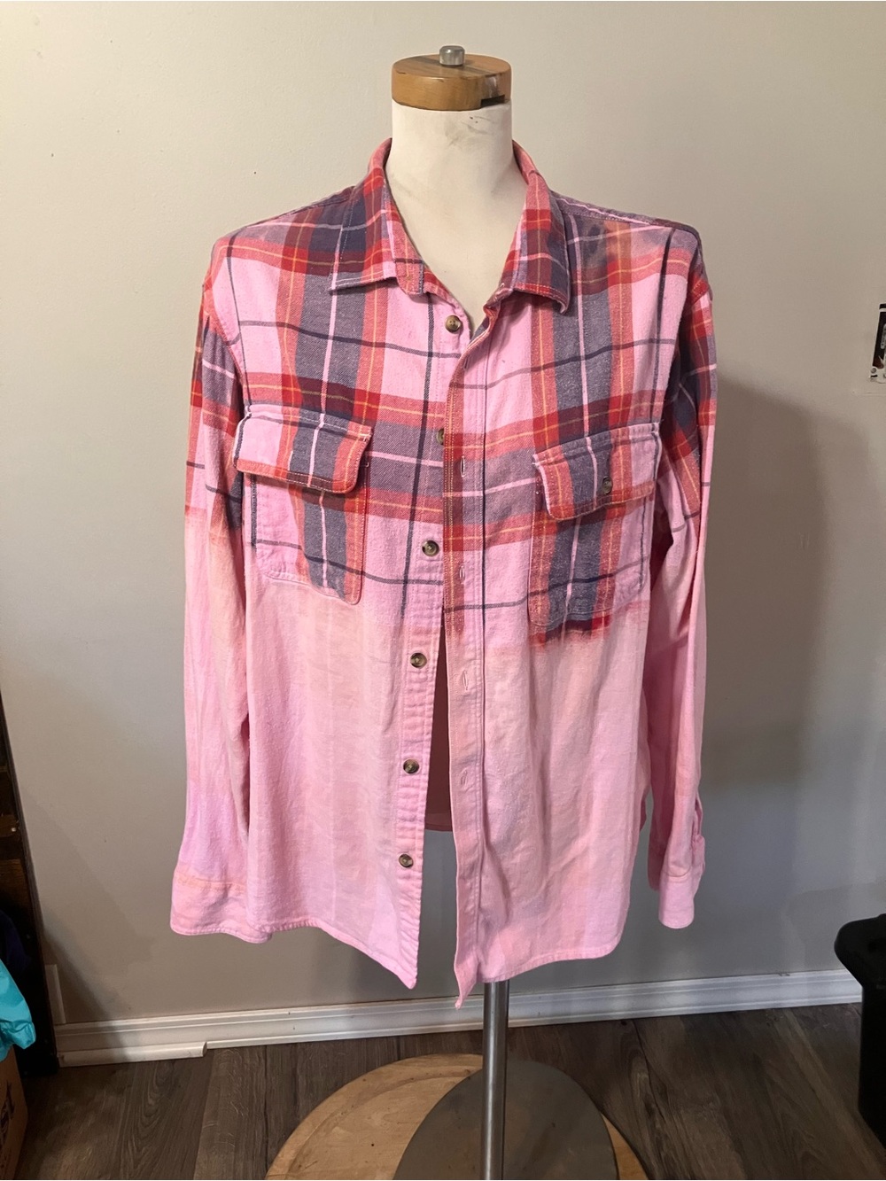 Old Navy Pink Plaid Button-Down Shirt